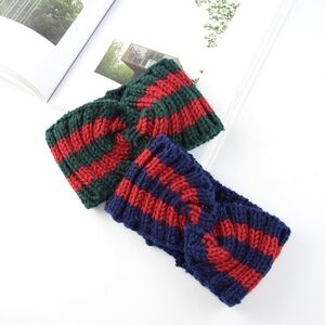 Striped Red And GREEN Knit Headbands